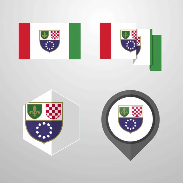 Прапор Боснії Герцеговини Дизайн Встановити Вектор — стоковий вектор