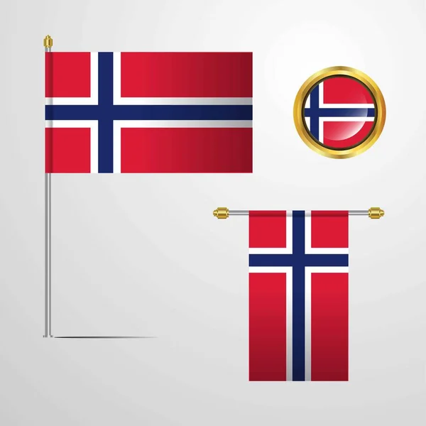 Norge Flagga Icon Vektorillustration — Stock vektor
