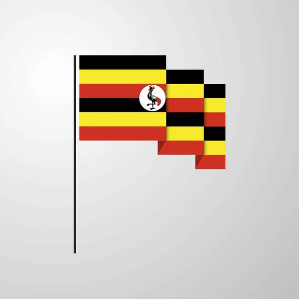 Uganda Viftande Flagga Kreativ Bakgrund — Stock vektor