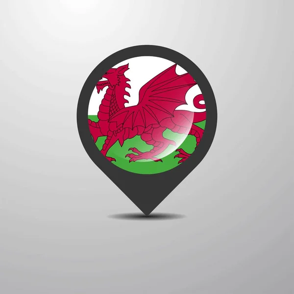 威尔士地图引笔 矢量插图 — 图库矢量图片