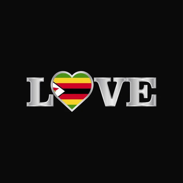 Typographie Amour Avec Vecteur Conception Drapeau Zimbabwe — Image vectorielle