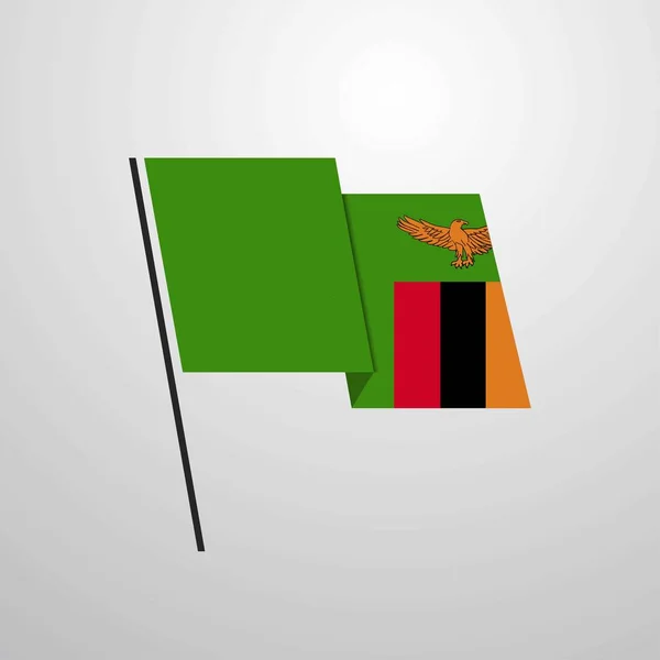 Illustrazione Vettoriale Icona Bandiera Zambia — Vettoriale Stock