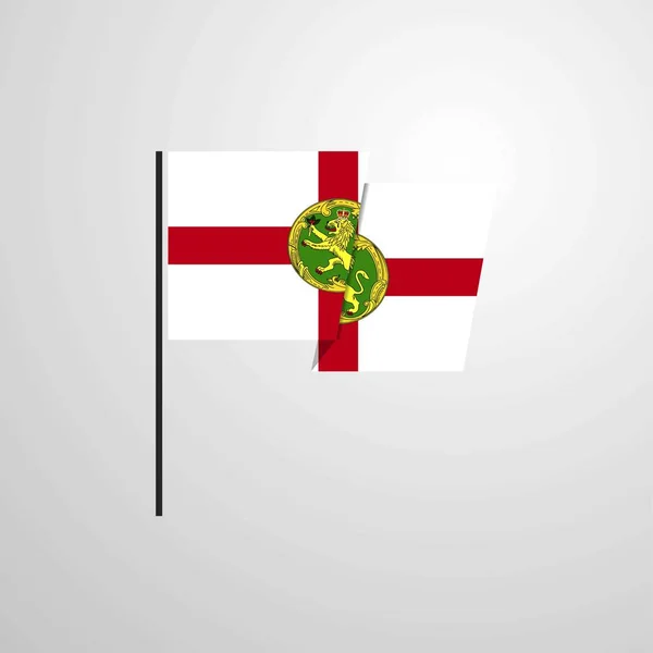 Alderney Acenando Vetor Design Bandeira — Vetor de Stock