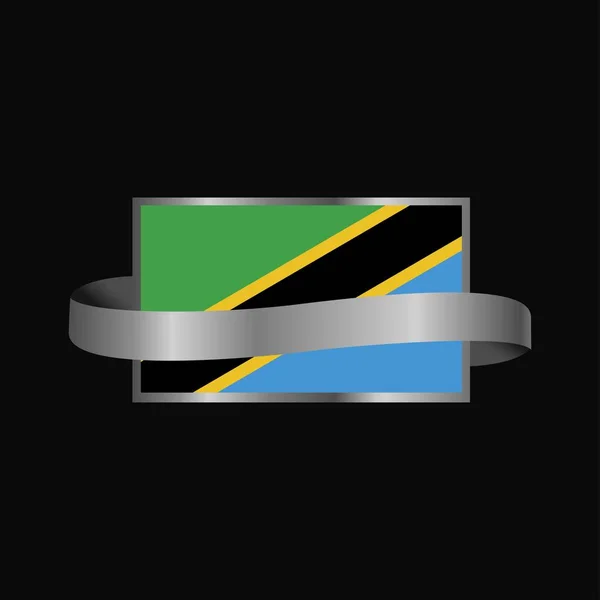 Tanzania Flag Ribbon Banner Design — Stock Vector