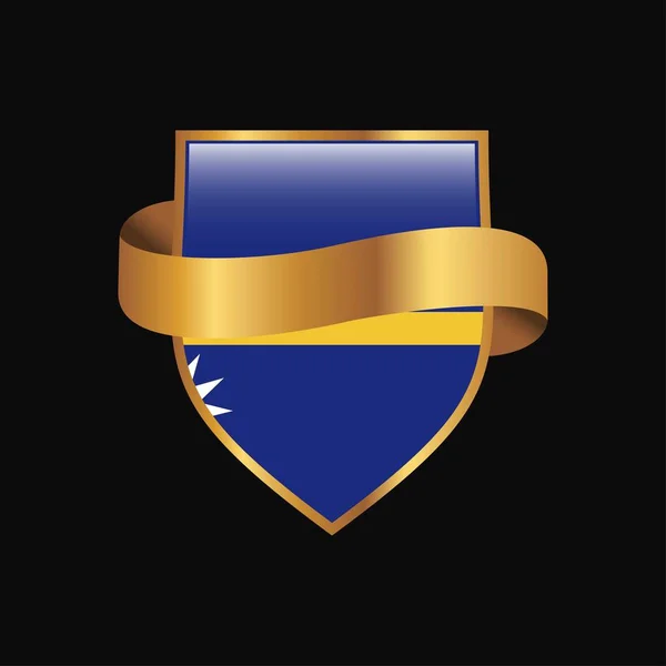 Bandera Nauru Diseño Insignia Oro Vector — Vector de stock