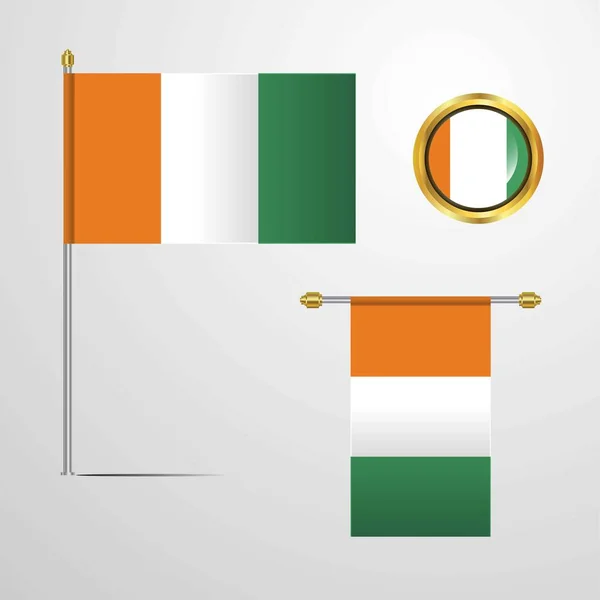 Cote Ivoire Costa Marfil Icono Bandera Vector Ilustración — Archivo Imágenes Vectoriales