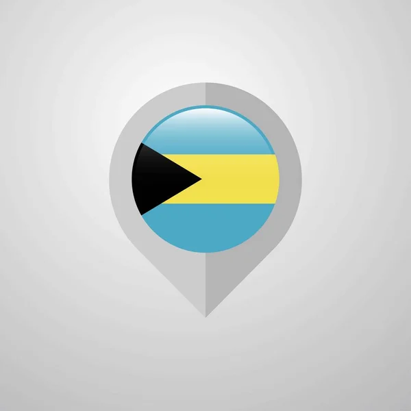 Harita Navigasyon Işaretçisi Ile Bahamalar Bayrağı Tasarlamak Vektör — Stok Vektör