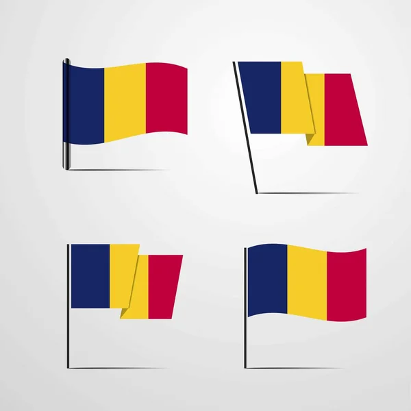Tsjaad Vlag Pictogram Vectorillustratie — Stockvector