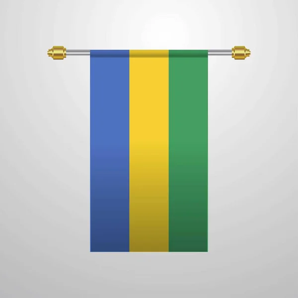 Gabon Hängande Flagga Vektorillustration — Stock vektor