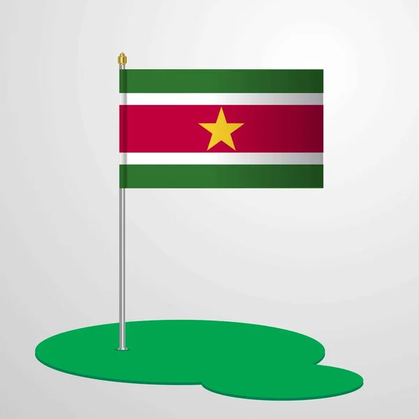 Surinaamse Vlag Pole Vectorillustratie — Stockvector