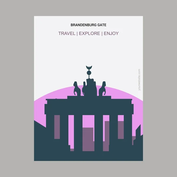 Brandenburg Gate Berlin Alemania Plantilla Póster Estilo Vintage — Vector de stock