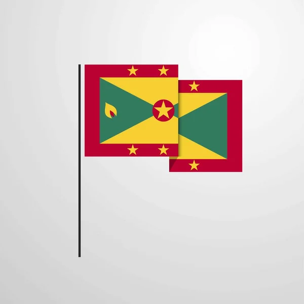Grenada Zwaaien Vlag Ontwerp Vector — Stockvector