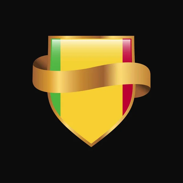 Bandera Malí Golden Badge Design Vector — Vector de stock