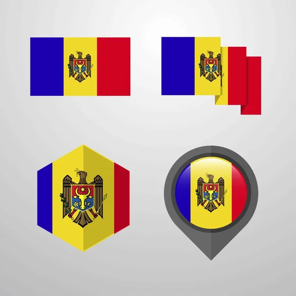 Moldova Flag Design Set Vector — Stock Vector