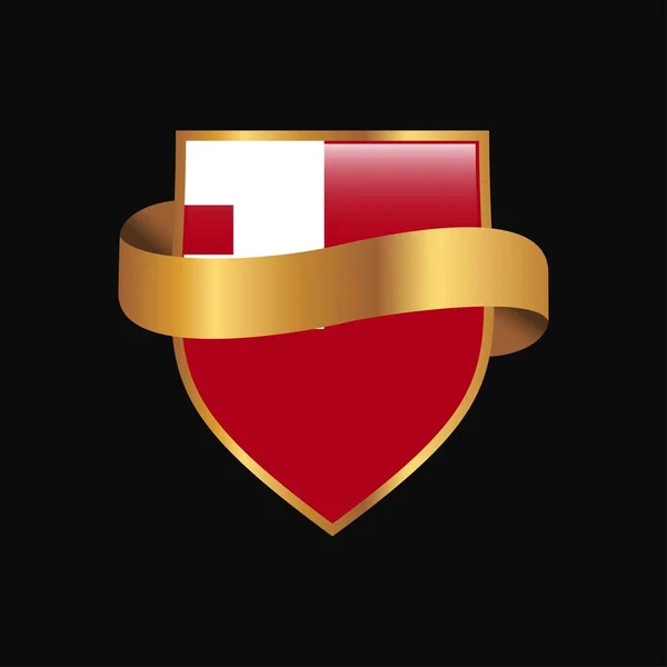 Tonga Vlag Gouden Badge Ontwerp Vector — Stockvector