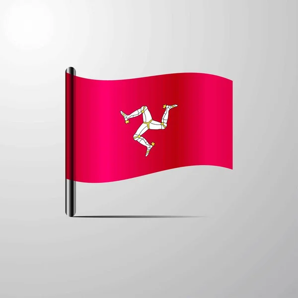 Isle Man Zwaaien Glanzende Vlag Ontwerp Vector — Stockvector