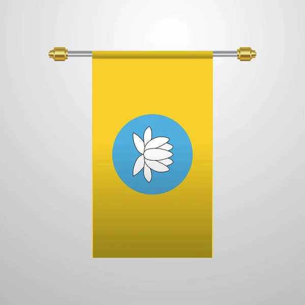 カルムイク共和国の旗 ベクトル図を掲げ — ストックベクタ