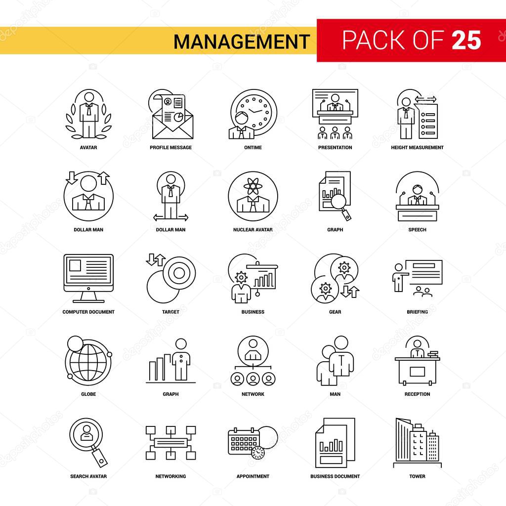 Management Black Line Icon - 25 Business Outline Icon Set