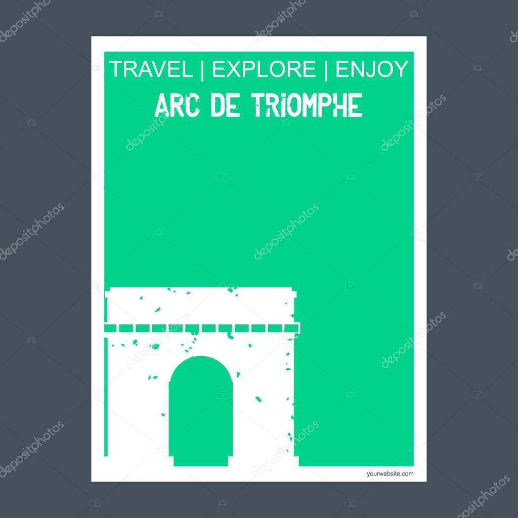 Arc De Triomphe , Place Charles de Gaulle monument landmark brochure Flat style and typography vector