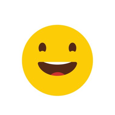 Emoji simgesi tasarım, renkli vektör çizim gülüyor