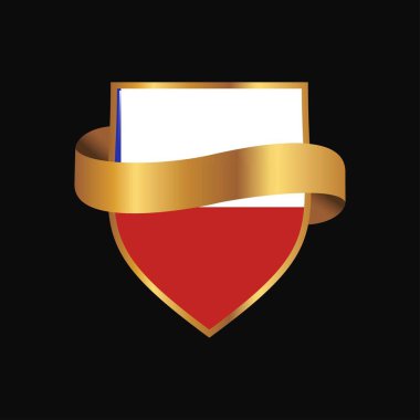 Şili bayrağı altın rozet tasarlamak vektör