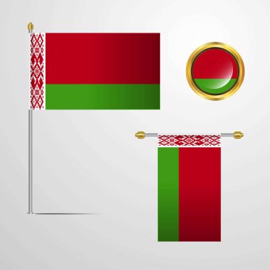 Beyaz Rusya bayrağı simge vektör çizim