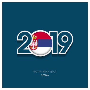 2019 Sırbistan tipografi, mutlu yeni yıl arka plan