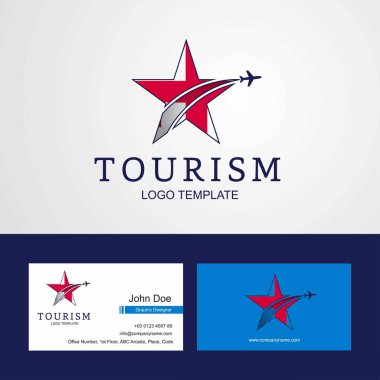 Seyahat Gürcistan bayrağı Creative Star logosu ve kartvizit tasarımı