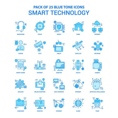 Akıllı teknoloji mavi tonu Icon Pack - 25 Icon Setler
