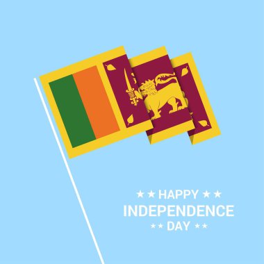 Bayrak vektör ile Sri Lanka bağımsızlık günü tipografik tasarım