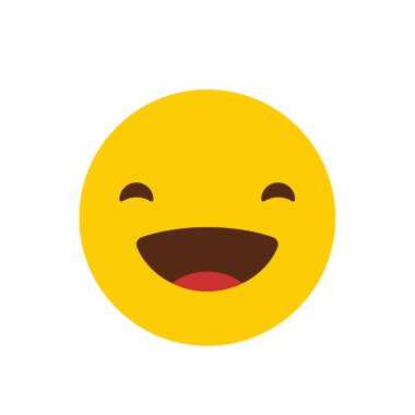 Emoji simgesi tasarım, renkli vektör çizim gülüyor