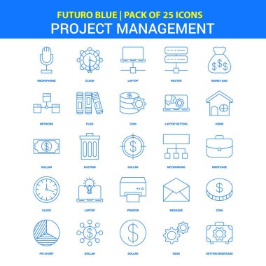 Proje Yönetimi simgeler - Futuro mavi 25 Icon pack