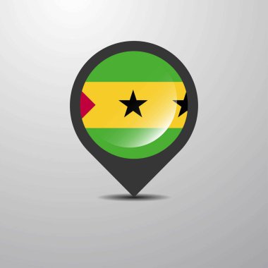 Sao Tome ve Principe harita PIN, vektör çizim