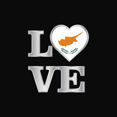 Tipografi Kıbrıs bayrağı vektör yazı güzel tasarım seviyorum