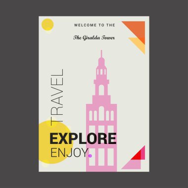Hoşgeldiniz Giralda Kulesi Seville, İspanya keşfetmek, seyahat zevk Poster şablonu