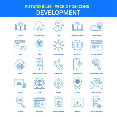 Geliştirme simgeler - Futuro mavi 25 Icon pack