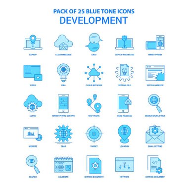 Geliştirme mavi tonu Icon Pack - 25 Icon Setler