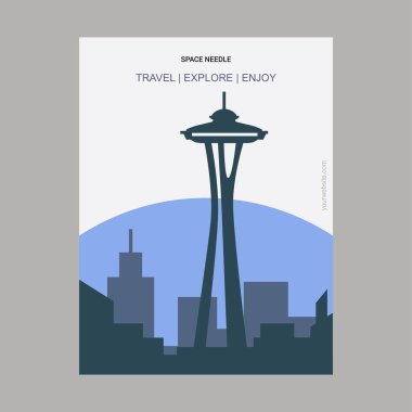 Uzay iğne Seattle, Washington Vintage tarzı Landmark Poster şablonu