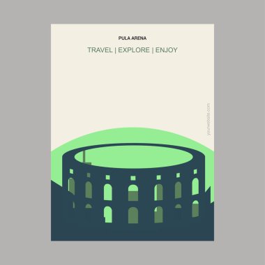 Pula Arena Pula, Hırvatistan Vintage tarzı Landmark Poster şablonu
