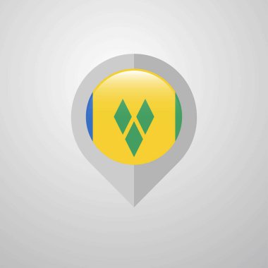 Harita navigasyon işaretçisi ile Saint Vincent ve Grenadinler bayrak tasarlamak vektör