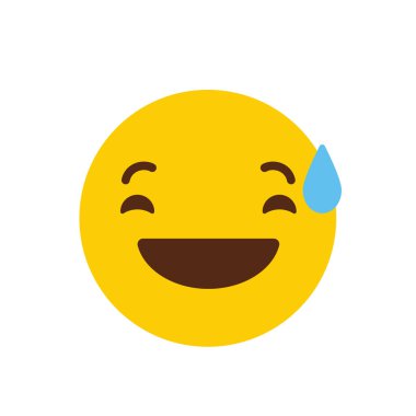 Emoji simgesi tasarım, renkli vektör çizim gülüyor