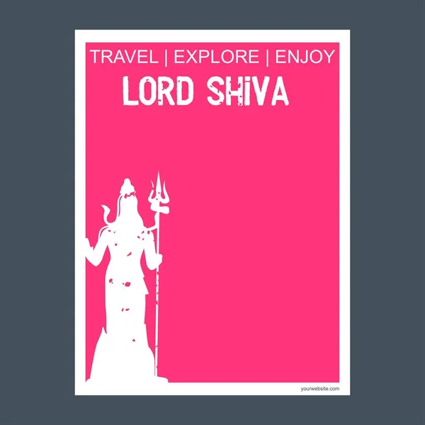 Lord Shiva Indien Monument Mark Broschüre Flat Style Und Typografie — Stockvektor