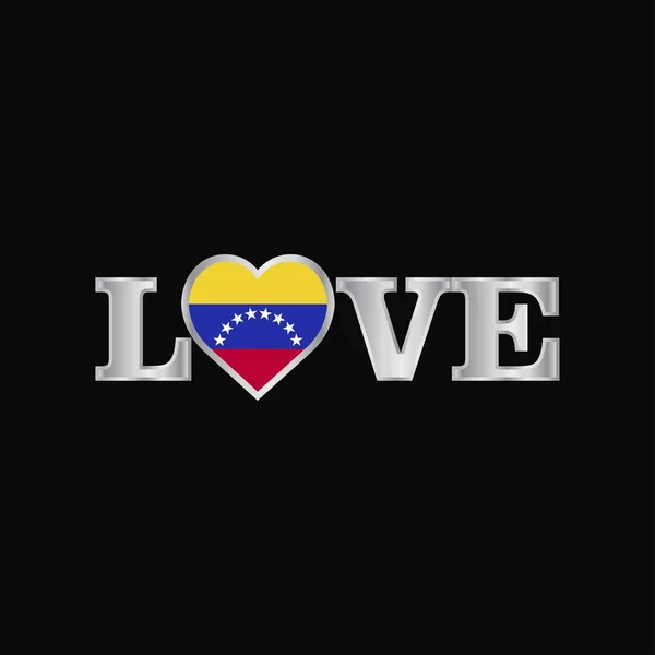 Liebe Typografie Mit Venezuela Flagge Design Vektor — Stockvektor