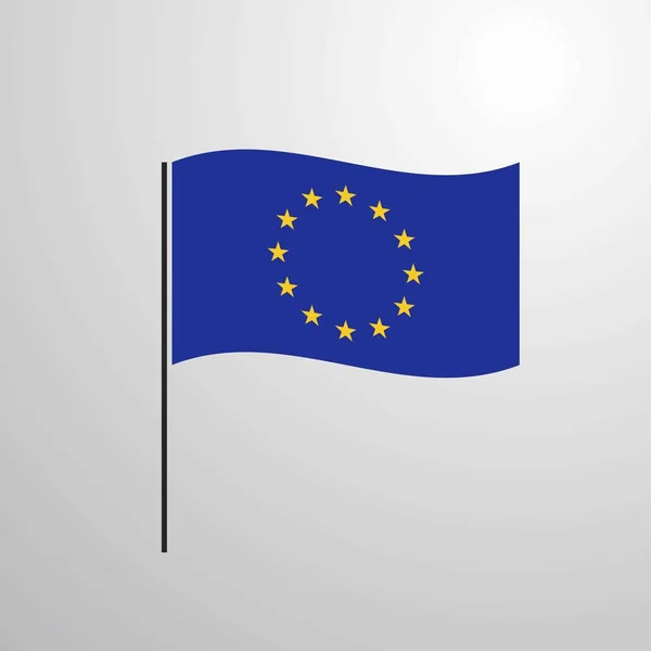 Κυματίζει Σημαία Της Ευρωπαϊκής Ένωσης — Διανυσματικό Αρχείο