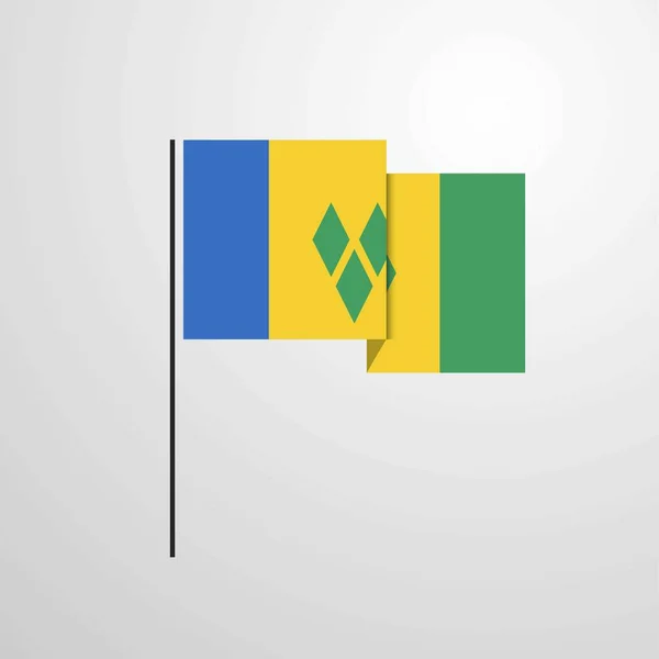 セントビン セントおよびグレナディーン諸島の旗を振ってデザイン ベクトル — ストックベクタ