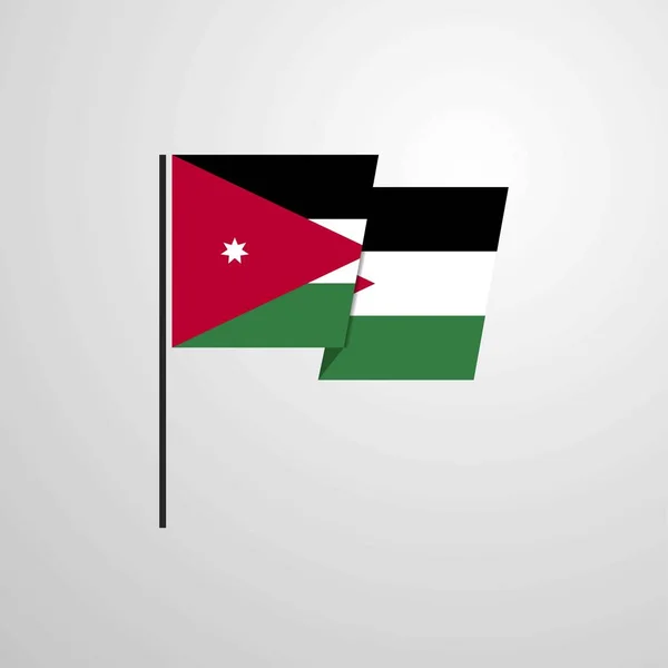 Jordanien Schwenkt Flagge — Stockvektor