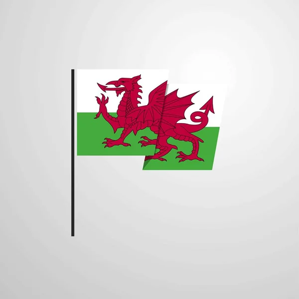 ウェールズの旗デザインのベクトルを振って — ストックベクタ