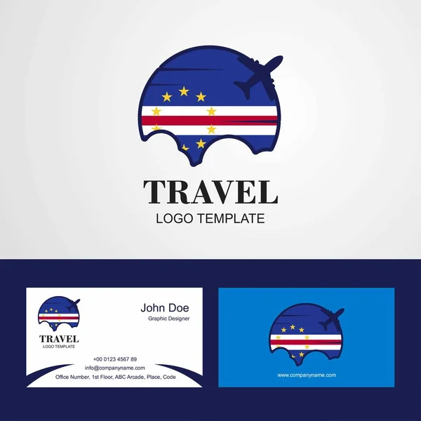 Resor Kap Verde Flaggan Logotyp Och Visitkort — Stock vektor