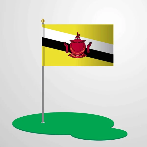 Brunei Flag Pole Vectorillustratie — Stockvector