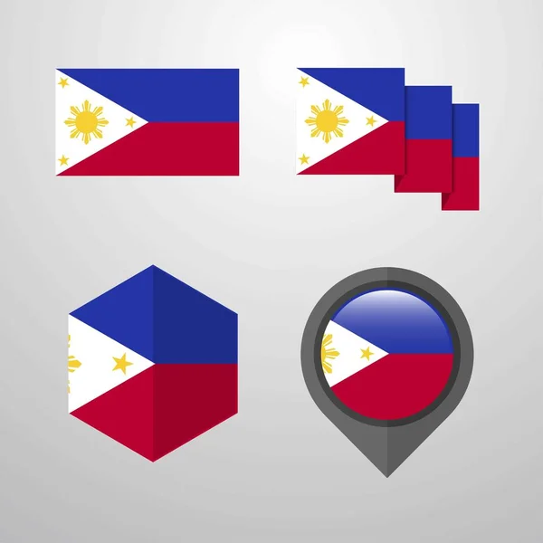 Phillipines Bandera Diseño Conjunto Vector — Vector de stock